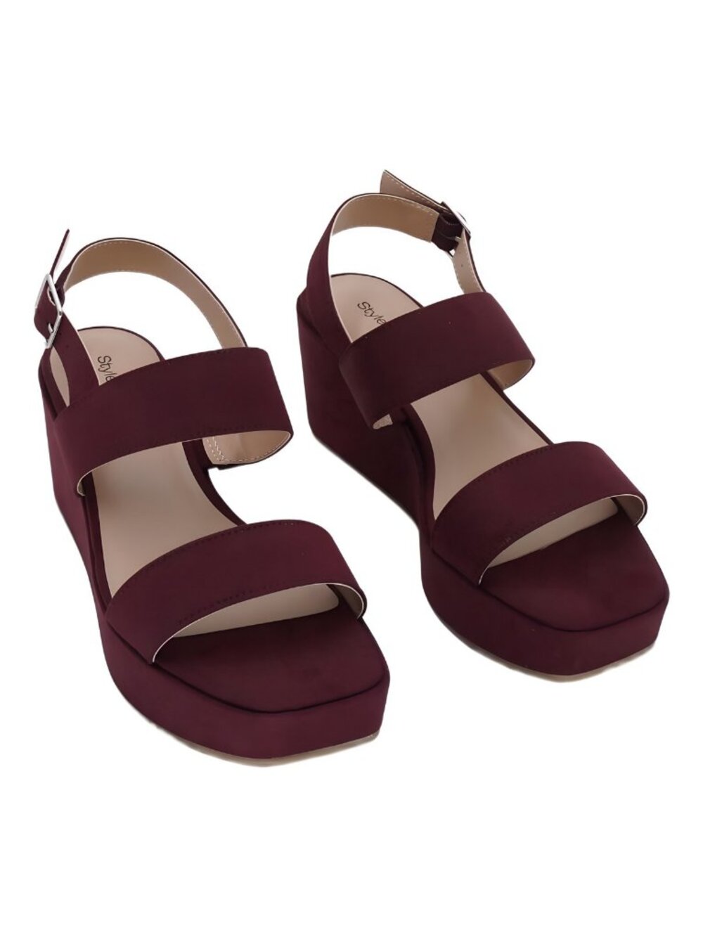 Style Co Ardenn Double-Strap Wedge Sandal Port Wine Burgundy Sz 9.5M